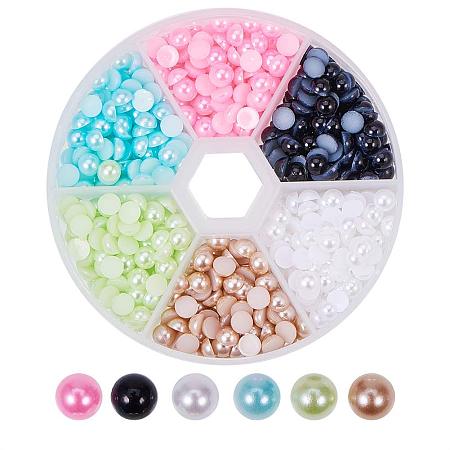 ARRICRAFT 1 Box 5mm Half Round Domed Imitation Pearl ABS Acrylic Beads Flat Back Pearl Cabochons for Craft DIY Gift Making Mixed Colors