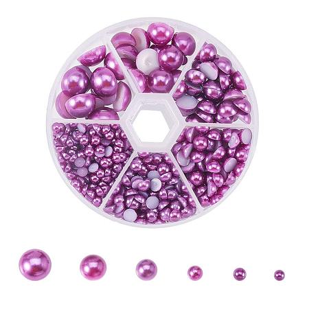 ARRICRAFT 1 Box 4-12mm About 690pcs Half Round Domed Imitation Pearl ABS Acrylic Beads Flat Back Pearl Cabochons for Craft DIY Gift Making Medium Orchid