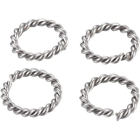 UNICRAFTALE 100pcs Stainless Steel Jump Rings Twisted Open Jump Ring Silver Tones Ring Hoop Metal Material for Women Men Necklace Jewelry Making Accessory Findings 10x1.5mm, Inner Diameter 7mm