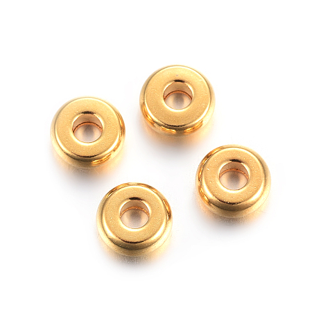 Honeyhandy 304 Stainless Steel Spacer Beads, Flat Round, Golden, 5x2mm, Hole: 1.5mm