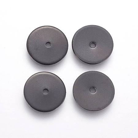 Honeyhandy 304 Stainless Steel Spacer Beads, Disc, Electrophoresis Black, 6x0.7mm, Hole: 1.1mm