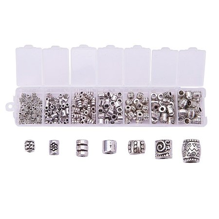 ARRICRAFT 1 Box 260 PCS 7 Style Antique Silver Column Spacer Beads Jewelry Findings Accessories for Bracelet Necklace Jewelry Making