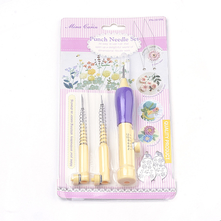 Honeyhandy Plastic with Iron DIY Embroidery Magic Pen Set, Clothing Punch Needle Sewing Accessories, Mauve, 50~185mm, 6pcs/box