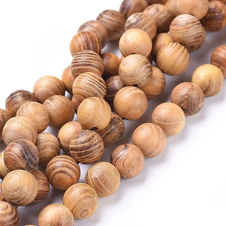 ARRICRAFT Natural Wood Beads Strands, Round, BurlyWood, 6mm, Hole: 1mm, about 64pcs/strand, 15.7 inches(40cm)
