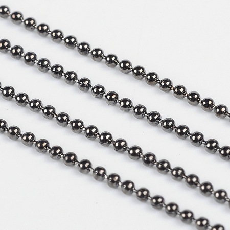 Honeyhandy Iron Ball Bead Chains, Soldered, with Spool, Gunmetal, Bead: about 1.5mm in diameter, about 32.8 Feet(10m)/roll