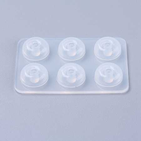 Honeyhandy Silicone Bead Molds, Resin Casting Molds, For UV Resin, Epoxy Resin Jewelry Making, Round, White, 6.1x4.1x0.7cm, Hole: 5mm, Inner Size: 11mm