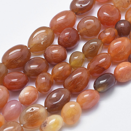 Arricraft Natural Carnelian Beads Strands, Nuggets, 10.5~16x8.5~12mm, Hole: 1mm, 15.1 inch(38.5cm)