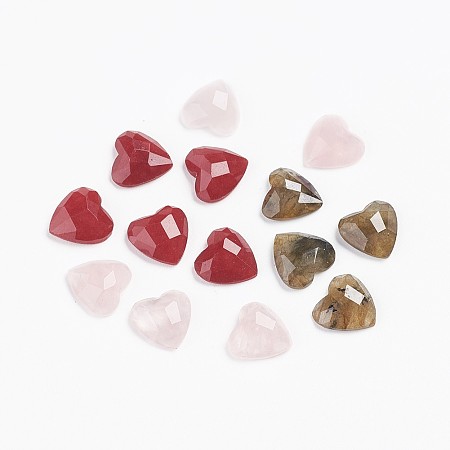 ARRICRAFT Mixed Gemstone Cabochons, Heart, Faceted, 10x10x3.5mm