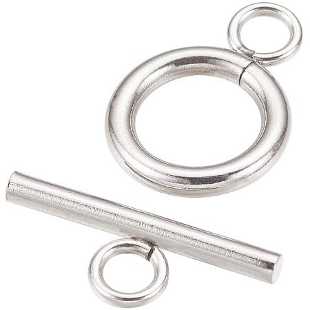 UNICRAFTALE 10 Sets Stainless Steel Toggle Clasps & Tbar Clasps for Necklace Bracelet Jewelry Making, Silver