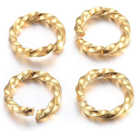 UNICRAFTALE 10pcs Stainless Steel Twisted Jump Rings Open Jump Rings Twisted Golden Connector Rings for Necklace DIY Jewelry Making 8x1mm