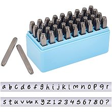 BENECREAT 36PCS 6mm 1/4" Letter and Number Metal Stamp Low Case Punch Metal Stamp Set with Tool Case for Jewelry Leather Wood Stamping(Including A~Z, 0-8)