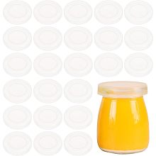 Plastic Bottle Caps Replacement for Glass Pudding Bottle, Bottle Lids, Flat Round, White, 53x11mm, Inner Diameter: 51mm