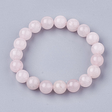 Honeyhandy Natural Rose Quartz Bead Stretch Bracelets, Round, 2 inch(5.2cm)