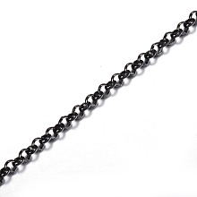 Honeyhandy 304 Stainless Steel Rolo Chains, Unwelded, with Spool, for Jewelry Making, Electrophoresis Black, 3x1mm, about 32.8 Feet(10m)/roll