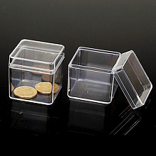 Honeyhandy Polystyrene(PS) Plastic Bead Containers, Cube, Clear, 4x4x4cm