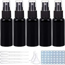 BENECREAT 20 Pack 1.7oz/50ml Black Plastic Spray Bottle with Fine Mist Sprayers Atomizer Caps for Home Cleaning, Aromatherapy and Beauty Care