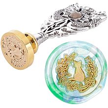 CRASPIRE Cat Wax Seal Stamp Flower Vintage Sealing Wax Stamps Dragon Rhinestone Alloy Metal Handle Replacement with 25mm Removable Brass Head for Halloween Invitaion Wedding Crads Gift Wrap-Silver