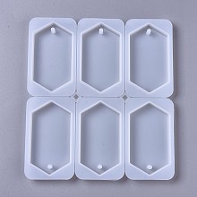 Honeyhandy Silicone Molds, Pendant Resin Casting Molds, For UV Resin, Epoxy Resin Jewelry Making, Hexagon, White, 211x190x12mm, Hole: 5.5mm, 6pcs/set