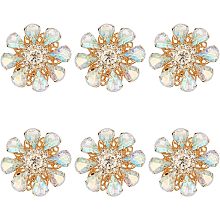 FINGERINSPIRE 6PCS Rhinestone Shank Buttons Flower Pattern Rhinestone Buttons Acrylic Rhinestone Buttons for Sewing Crystal AB Rhinestone Jewlery Buttons for DIY Crafts Clothes Fabric Hat Decoration