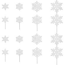 SUPERFINDINGS 32pcs Acrylic Snowflake Cupcake Toppers 2 Styles Mirror Cake Toppers Theme Silver Cake Insert Decorations for Wedding Christmas Birthday Party