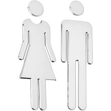 GORGECRAFT Restroom Identification Signs Men Women Brushed Bathroom Door Signage Decor Plastic Figure Set Self Adhesive Back for Business Office Restaurant (Silver)