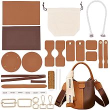 WADORN DIY PU Leather Bag Making Kit for Women, Handbags Sewing Kit for Adult DIY Bucket Bag Making Kit with Lined Pockets DIY Purse Cross Leather Craft Bag Making Supplies, 6.7x6.7 Inch, Brown