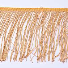 OLYCRAFT Polyester Tassel Fringe Trimming, BurlyWood, 155~160x0.9mm, about 10m/card