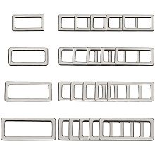 WADORN 32pcs Metal Rectangle Rings Buckle, 4 Sizes Webbing Strap Loops Webbing Square Buckle Rectangular Buckle Loop for Handbag DIY Accessories and Bag Making Repairing, Gunmetal