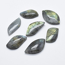 Honeyhandy Natural Labradorite Cabochons, Leaf, 32~42.5x16~25x6~9.5mm