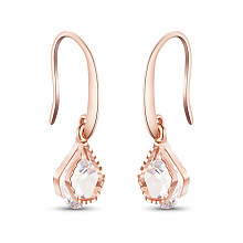 SWEETIEE Wedding Earrings for Bridesmaids Rose Gold Plated Cubic Zirconia Drop Earrings