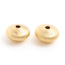 Honeyhandy Matte Style Brass Textured Beads, Long-Lasting Plated, Rondelle, Real 14K Gold Plated, 9.5x5.5mm, Hole: 1.8mm