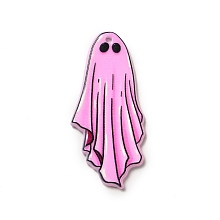 Honeyhandy Halloween Printed Acrylic Pendants, Ghost Pattern, 45.5x21x2.4mm, Hole: 1.8mm