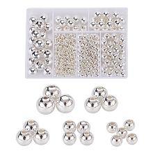 497Pcs 5 Style ABS Plastic Beads, Round, Silver, 4~12x3.5~11.5mm, Hole: 1.2~2mm