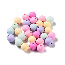 Honeyhandy Opaque Acrylic Beads, Frosted, Round, Mixed Color, 10mm, Hole: 2mm, about 900pcs/500g