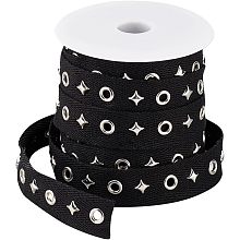 PandaHall Elite 10 Yards Eyelet Trim with Grommets, 3/4 inch(20mm) Black Cotton Eyelet Grommet Tape with Silver Metal Hole Eyelet Decorative Star for Sewing Garment Corset Shirt Dress Skirt Jacket Shoes