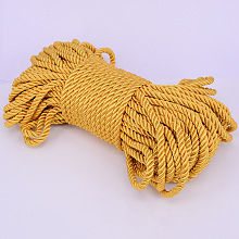 3-Ply Polyester Cords, Twisted Rope, for DIY Gift Bagd Rope Handle Making, Gold, 6mm, about 25m/bundle