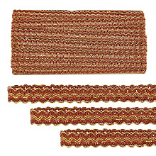 PandaHall Elite 15 Yards Metallic Gimp Braid Trim, 15mm Filigree Corrugated Lace Ribbon Gold Lining Craft Trim for Boho Costume DIY Crafts Sewing Home Decoration, Brown