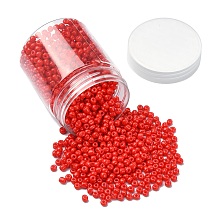 Honeyhandy 1300Pcs Baking Paint Glass Round Seed Beads, Red, 4~5x3~4mm, Hole: 1~2mm