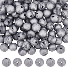 OLYCRAFT Food Grade Eco-Friendly Silicone Beads, Chewing Beads For Teethers, DIY Nursing Necklaces Making, Round, Gray, 12mm, Hole: 2mm