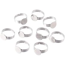 UNICRAFTALE About 10pcs 10mm Adjustable Finger Ring Stainless Steel Ring Base Components Flat Round Ring Blanks Tray for DIY Jewelry Making Size 7