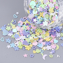 Honeyhandy Ornament Accessories, PVC Plastic Paillette/Sequins Beads, No Hole/Undrilled Beads, Mixed Shapes, Mixed Color, 1.5~6.5x1.5~8x0.4~0.7mm