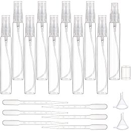 BENECREAT 20 Pack 15ml(0.51oz) Clear Glass Perfume Bottle Refillable Portable Fine Mist Spray Bottles with Funnel and Dropper for Essential Oils, Perfume and Cosmetics Liquid