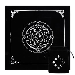 CREATCABIN Pentagram Altar Cloth Kit Tapestry Tablecloth Pendulum Divination Spiritual Cloth with Tarot Card Bag Square Celestial Tarot Witchcraft Supplies Witch Decor for Witch 19.48 x 19.29 Inch