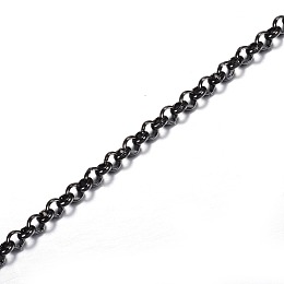 Honeyhandy 304 Stainless Steel Rolo Chains, Unwelded, with Spool, for Jewelry Making, Electrophoresis Black, 3x1mm, about 32.8 Feet(10m)/roll