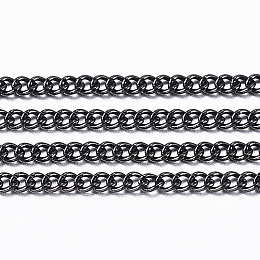 Honeyhandy 304 Stainless Steel Twisted Chains, Curb Chains, Soldered, with Spool, Electrophoresis Black, 1.2x1.1x0.3mm, about 32.8 Feet(10m)/roll