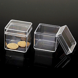 Honeyhandy Polystyrene(PS) Plastic Bead Containers, Cube, Clear, 4x4x4cm