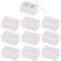 BENECREAT 10 Pack Gemstone Display Box White Diamond Display Case Acrylic Jewelry Storage Box with Clear Lids for Gems, Coins, Diamond, Gift Packing, 2.2x1.5x1.1