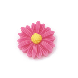 Honeyhandy Resin Cabochons, Flower/Daisy, Deep Pink, 23x22x7mm