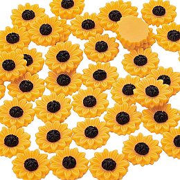 Pandahall Elite 200pcs Sunflower Resin Cabochons 15mm Girasoles Daisy Flowers Resin Flatback Cabochon for Shoe Hairpin DIY Spring Summer Jewelry Making Craft Headwear Scrapbooking Embellishment