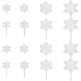 SUPERFINDINGS 32pcs Acrylic Snowflake Cupcake Toppers 2 Styles Mirror Cake Toppers Theme Silver Cake Insert Decorations for Wedding Christmas Birthday Party